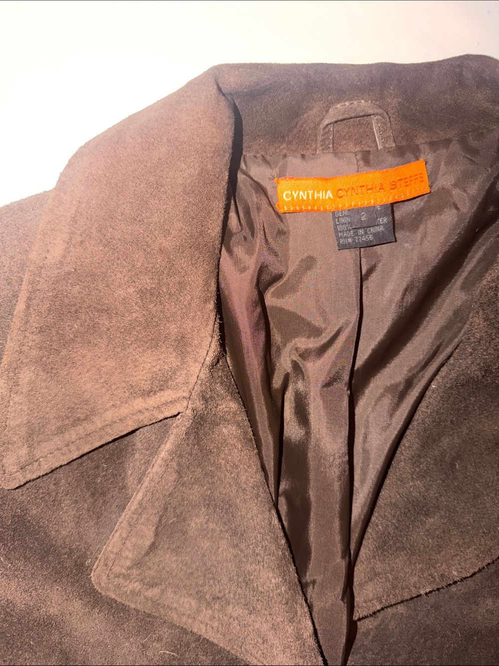 Cynthia Steffe Genuine Brown Suede Coat, size 2 - Picture 3 of 16
